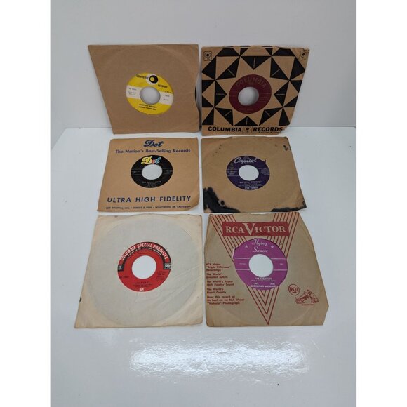 multiple Other - Vintage 45 RPM Vinyl Records Lot of 6 Read Description